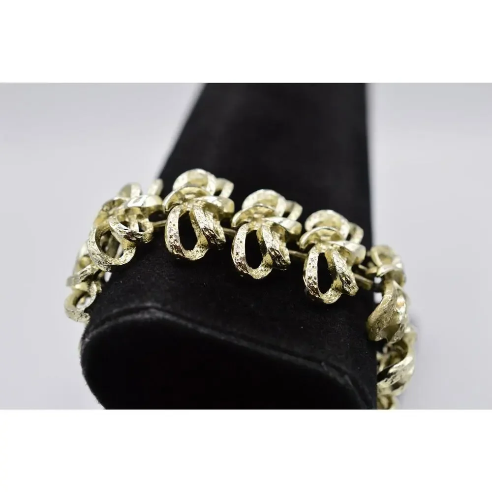 Coro Pegasus Vintage Bracelet Chunky Multi-Tone Metal Linked Signed 1940s Bin5